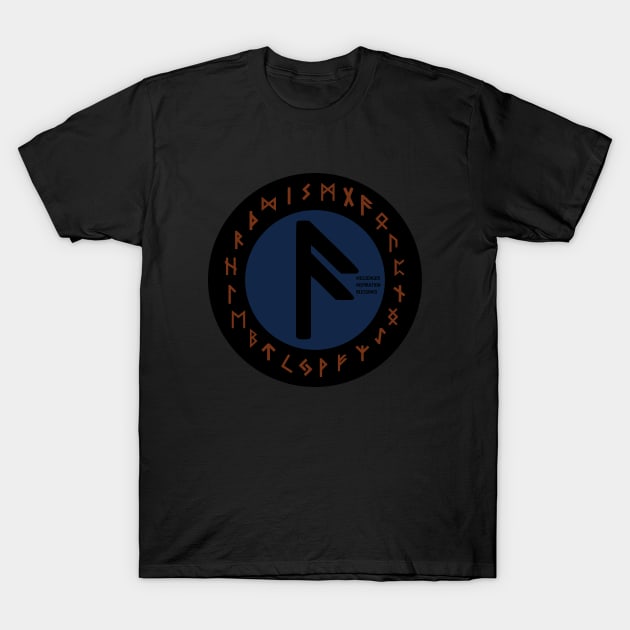 Blue Ansuz Futhark Rune Symbol T-Shirt by DepicSpirit